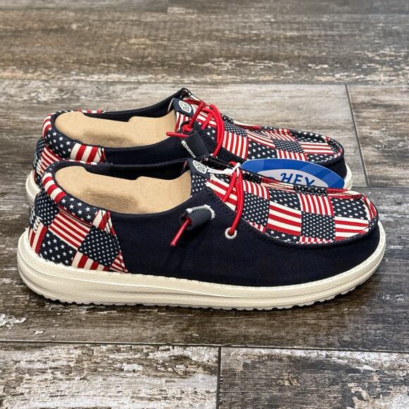 Hey Dude Shoes - Hey Dude Wendy Funk Americana Flag Slip On Shoes Womens Size 11 Patriotic NIB